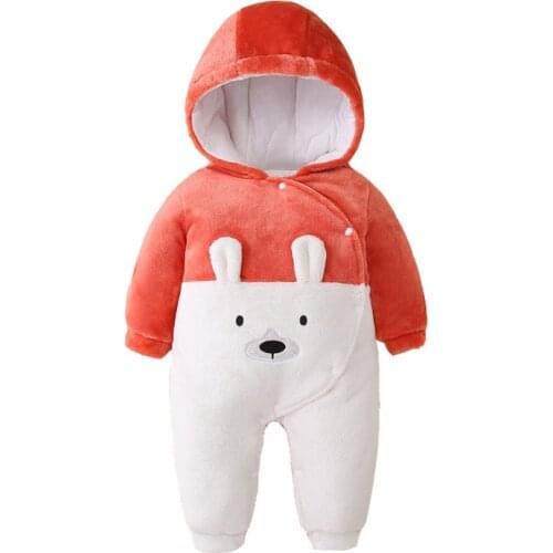 Winter Newborn Unisex Baby Romper Cartoon Baby Girl Clothes Polyester Pajamas Full Sleeve Hooded One-Pieces Baby Boy Clothes