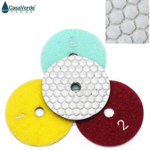 100sets/300pcs 3 inch 80mm dry use of high quality 3-step diamond polishing pads for marble and granite