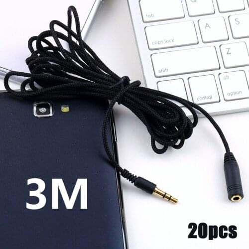 20pcs Jack 3.5 mm Audio Extension Cable for Huawei P20 lite Stereo 3.5mm Jack Aux Cable for Headphones Xiaomi Redmi 5 plus PC
