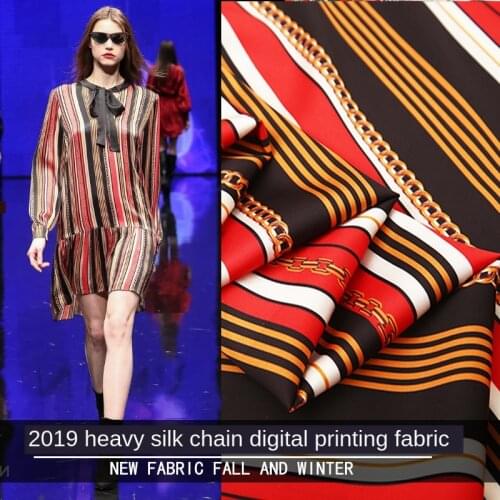 2020 Heavy Silk Chain Design European And American-Style Show High Set Digital Printed Dress Cloth
