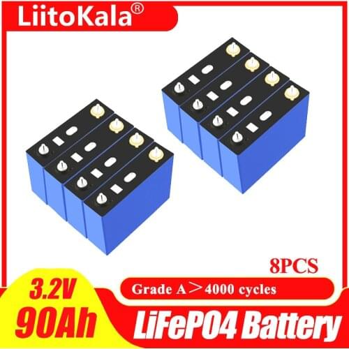 8pcs Liitokala 3.2V 90Ah battery pack 12V 24V 3C LiFePO4 Lithium iron phospha 90000mAh Motorcycle Electric Car motor batteries