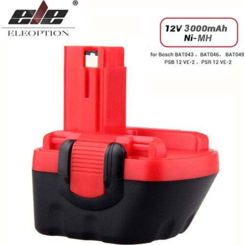 ELEOPTION 12V 3000mAh Ni-MH Battery for Bosch 12V Drill GSR 12 VE-2,GSB 12 VE-2,PSB 12 VE-2, BAT043 BAT045 BTA120 26073 35430