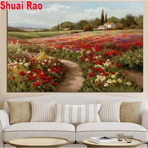 Diamant painting Poppy fields diamond painting full square round diamond embroidery sale flowers 3d hand puzzle diamond art