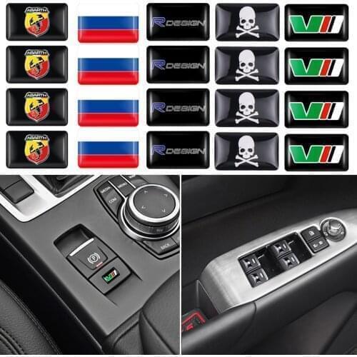 50PCS Car 3D Epoxy Steering Wheel Decorative Badge Sticker for Skoda Dodge Suzuki Mazda Misubishi Ralliart BMW VW GTI R Audi R S
