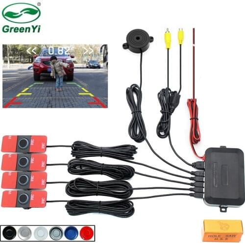 GreenYi 16mm Flat Sensors Dual Core Car Video Parking Sensor Reverse Backup Radar Digital Display Step-up Alarm For DVD Monitor