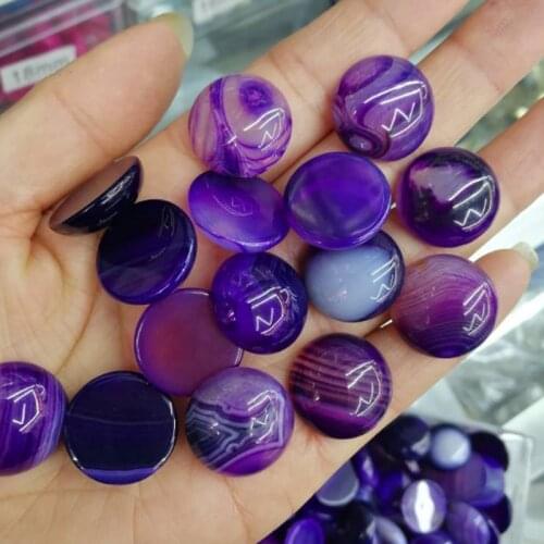 Fashion 18mm round purple stripe onyx natural stone beads charm CAB cabochon 20Pcs/lot for jewelry making Ring accessories