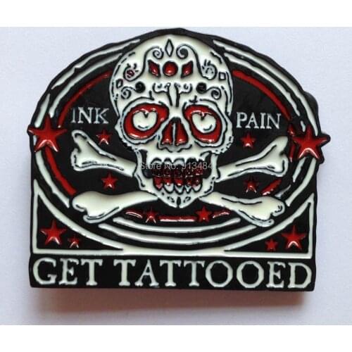 Skull Det Tattooed Belt BuckleJF-B1106 suitable for 4cm wideth belt with continous stock free shipping