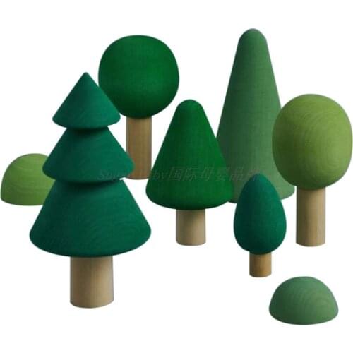 Wooden Toys Watercolor Coloring Forest Tree Building Blocks Rainbow Building Blocks Matching Playing Childrens Toys Wooden Toy