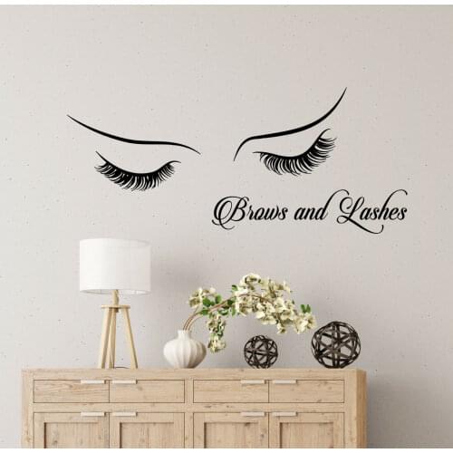 Girls Womans Cosmetology Vinyl Wall Decal Brows And Lashes Beauty Salon Signboard Wall Stickers for Beauty Shop Decoration Z491