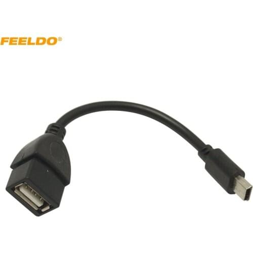 FEELDO 1Pc 30cm Car Audio CD/DVD 5pin mini USB Male to USB 2.0 Female Connection Cord T Interface OTG Data Cable #FD5665