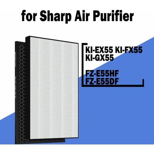 FZ-E55HF FZ-E55DF Replacement HEPA Activated Carbon Filter for Sharp Air Purifier KI-EX55 KI-EX55-W KI-EX55-T KI-FX55 KI-FX55-W