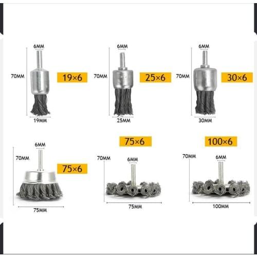 Rust Removal And Polishing Tools Steel Rotary Joint Knot Flat Wire Wheel Brush Rust Removal Polishing Dremel Rotary Grinder Tool