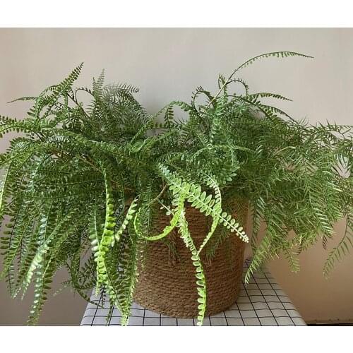 Artificial Row Fern Leaves Green Plants Fake Lifelike Plastic Persian Grass Lysimachia Fern Home Wedding Floral Decoration