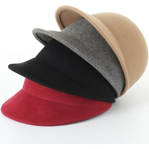Quality Winter Wool Women Cap Men Plain Felt Hat Warm baseball caps Adjustable Black Gray Red trucker cap snapback cap