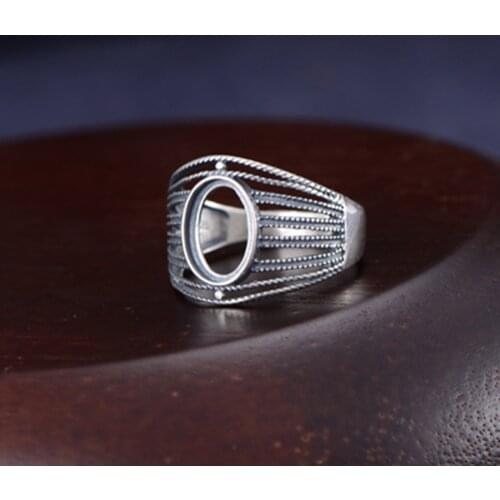 Ring Blank (8x11mm Oval Blank) Adjustable Thai Sterling Silver Ring Base Antique Style Oval Cabochon Ring Setting R893B