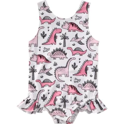 NEW 2020 Cartoon Newborn Kids Baby Girl Dinosaur Swimsuit Swimwear Bikini Bathing Suit