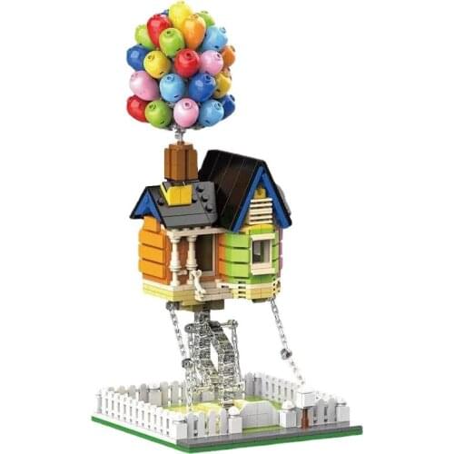 Flying House Travel Balloon House Model Pull Balance Balloon House Building Blocks High-Tech Childrens Building Blocks Toy