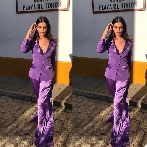 Summer Women Tuxedos Blazer Red Carpet Purple Mother of the Bride Wedding Pants Suit Slim Fit Evening Party Prom 2 pieces