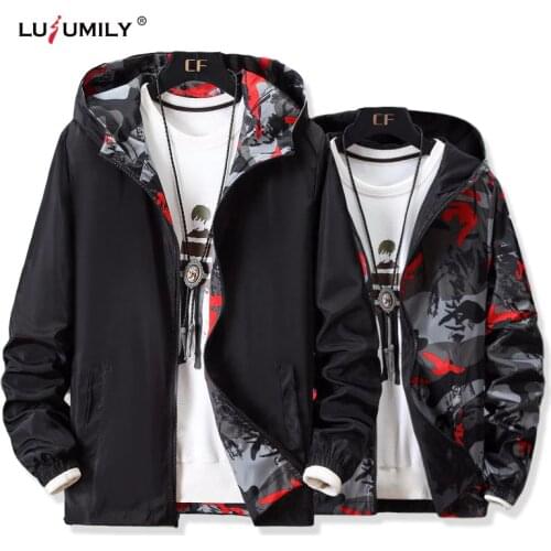 Lusumily Two Side Wear Windbreaker Jacket Women Female Windbreaker Plus Size 7xl Casual Coats Autumn Hooded Zipper Loose Jacket