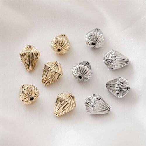 Newest 40pcs/lot Fold effect geometry water drop Gyro shape Straight hole copper beads diy jewelry earring/garment accessory