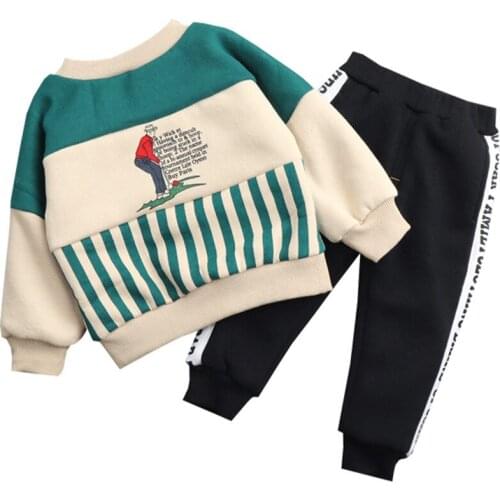 Fashion Kids Sweatshirt Pants 2Pcs/Sets Boys Baby Girl Cartoon Clothing Autumn Winter Children Clothes Infants Leisure Tracksuit