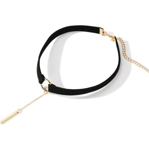 Fashion Velvet Choker Clavicle Chain Necklaces Women Gothic Punk Stick Pendant Necklace Party Jewelry Trinket Ras Du Cou Collar