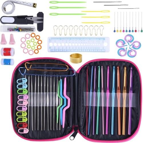 1 set Crochet Hook Set Yarn Knitting Needles Sewing Tools Full Set DIY Crochet Tools Metal Handle Crochet Hook Knitting Needles