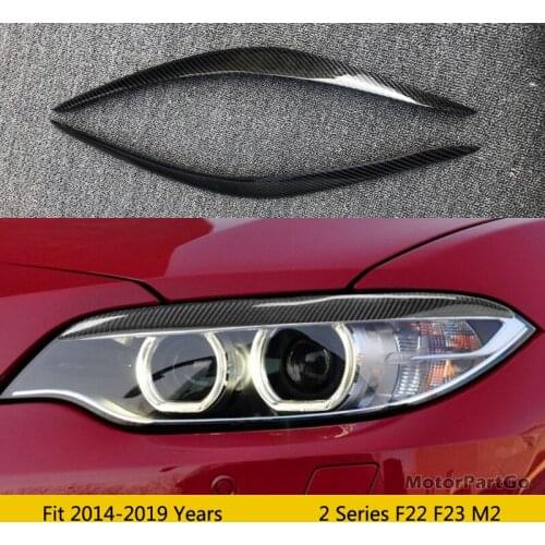 Real Crabon Fiber Head light Eyelid Eyebrow Cover Trim 1pair for BMW F87 M2 F22 F23 218i 220i 228i M235i M240i 2014 - 2019