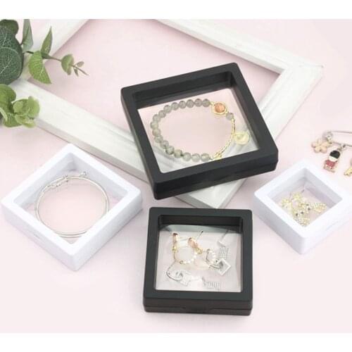 Ring Earrings Suspension Display Stand Elastic PE Film Rack Case Dustproof Transparent Bead Bracelet Pendant Jewelry Storage Box