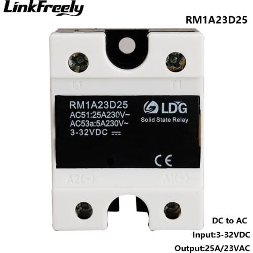 RM1A23D25 SCR 1-Phase AC Solid State Relay 220V,3V 3.3V 5V 12V 24V 32V DC Input 25A /24-280V AC Output,SSR Relay Switch Board