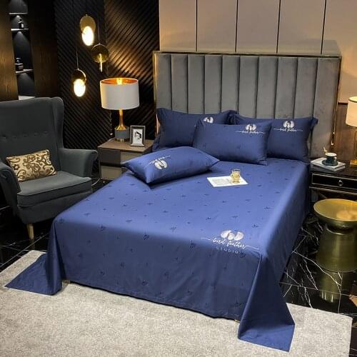 1000TC Luxury Egyptian Cotton Jacquard Embroidered Flat Bed Sheet High-end High-Grade Solid Color Pillowcase Bed Sheet #s