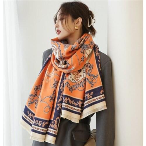 Autumn Luxury Neckerchief Scarf Women Wild Long Double-sided Imitation Cashmere Thick Warm Blanket Winter Shawl Wrap 2021
