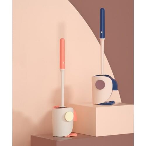 GURET Silicone Toilet Brush Holder Wall-mounted Floor-standing Cleaning Tool Home No Dead Angle Toilet Brush Bathroom Accessorie