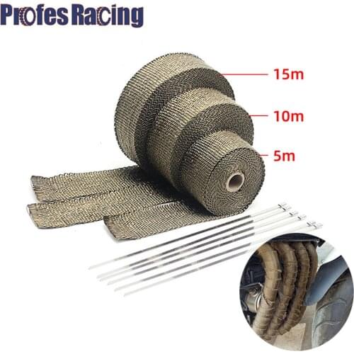 Tape Header Heat Wrap Manifold Insulation Roll Resistant With Stainless Ties5M/10M/15M/20M Exhaust Motorcycle Thermal Exhaust