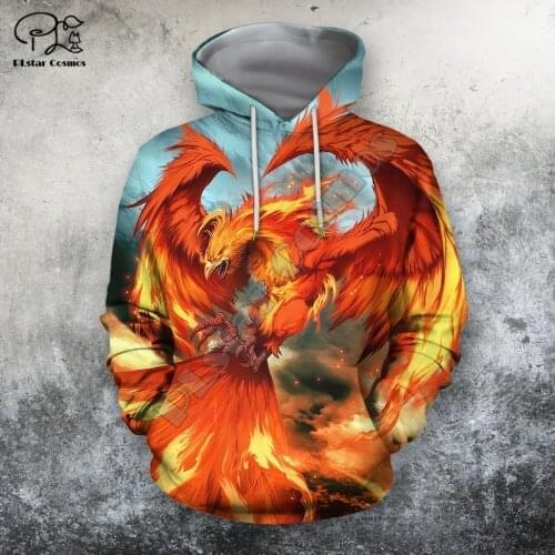 PLstar Cosmos Phoenix Tattoo 3D All Over Printed Hoodies Sweatshirts Zip Hooded For Men And Women Casual Streetwear Style-A10