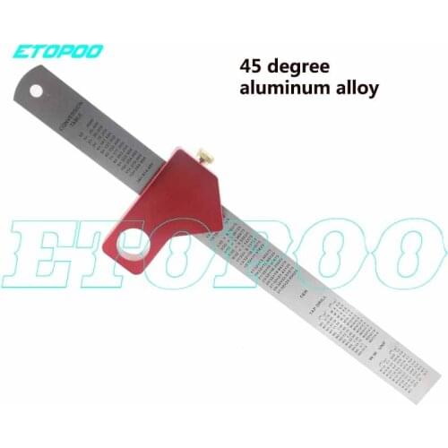 45 Degree Angle Scribe Carpenter Gauge Universal Steel Ruler Locator Steel Ruler Adjustable Fixed Block Woodworking DIY Tool