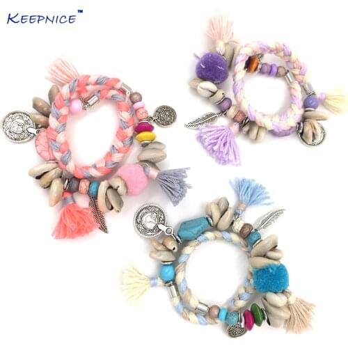 Bohemia sea beach jewelry friendship bracelet Boho tassel charm bracelet Beads beaded bangle Charm Bracelets