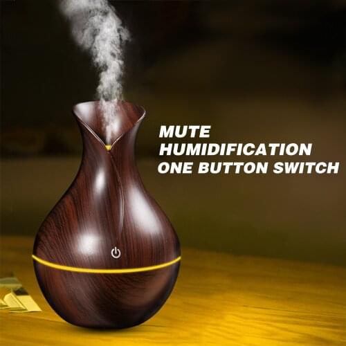 USB Wood Grain Essential Oil Diffuser Ultrasonic Humidifier Household Aroma Diffuser Aromatherapy Mist Maker with Light