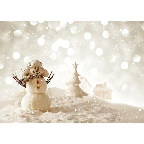 Snowman Snowflake Flare Bokeh Christmas Photographic Background Vinyl Backdrop Photo Studio for Children Baby Shower Photocall