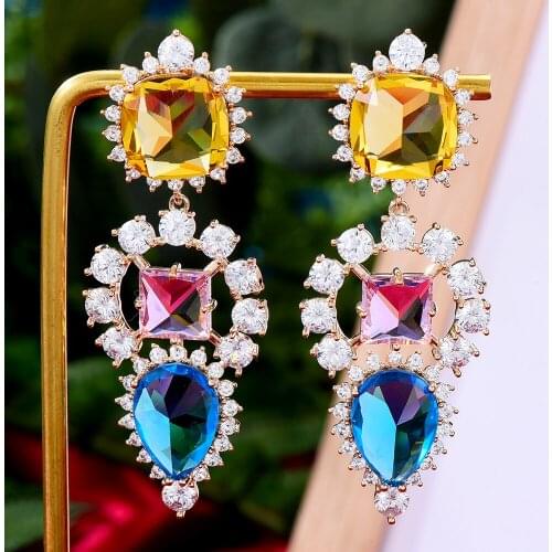 GODKI Spring Collection Multicolor Earrings For Women Wedding Party Dubai Bridal Jewelry boucle d'oreille femme Gift Jewelry