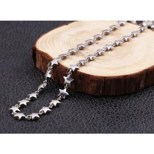 925 Sterling Silver women star collar necklace chain jewelry A5664