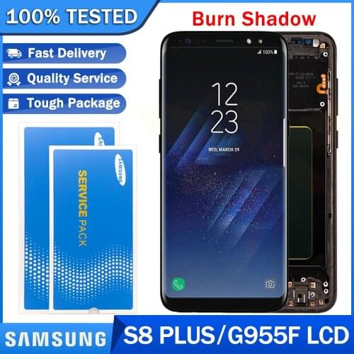 Burn Shadow 6.2'' LCD For SAMSUNG Galaxy S8 Plus G955F Display Touch Screen Digitizer Replacement With Service Package
