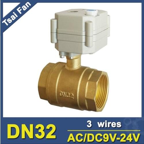 1-1/4'' AC/DC9V-24V 3/7 Wires Motorized Ball Valve 2 Way DN32 Electric Motor Operated Valve With Indicator And Manual Override