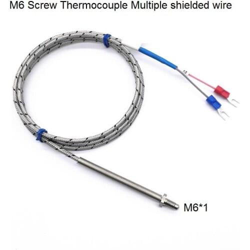 10pcs/pack High Quality M6/M8 Screw Type K Thermocouple with Stainless shielding cable 2*7*0.2mm
