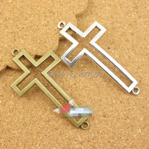 100pcs Antique Silver/Antique Bronze Side/Sideway Hollow Blank Cross Connector Charm/Finding,DIY Accessory Jewellry Making
