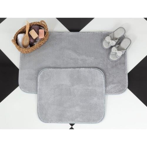 2 Pcs Bath Mat - Gray - 60x100 50x60 Cm foot towel soft washable high absorbency bath towel
