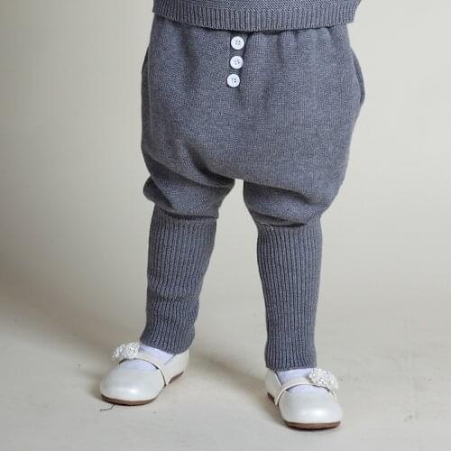 2016 New Winter Boys Girls Cotton Harem Knitted Pants Baby Kids Toddlers Pants Gray Color