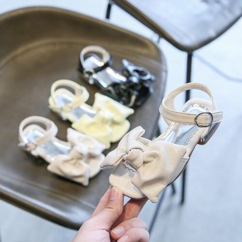 2021 Summer Childrens Sandals Girl Big Bow Princess Shoes Soft Bottom Anti-Slip Casual Open Toe Velcro Sandals