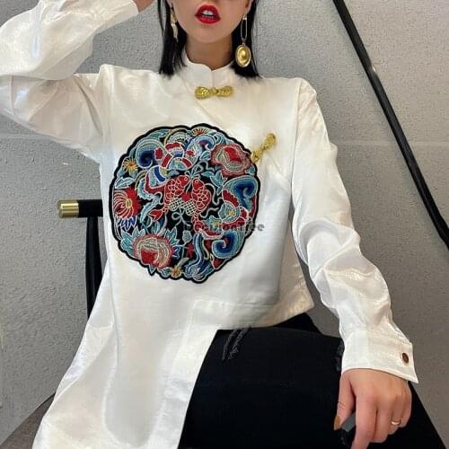 2021 chinese traditional qipao blouse woman cheongsam style shirt chinese blouse traditional chinese cheongsam blouse for women