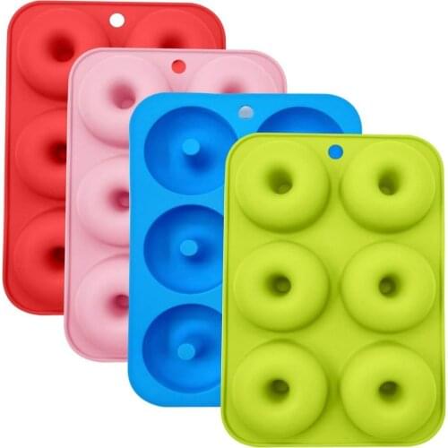 4 Pcs/set Non-Stick Mini Donut Silicone Mold Donut Baking Pan for Donuts Cakes Muffins Oven Freezer Free 6 Cavity Kitchen Tools